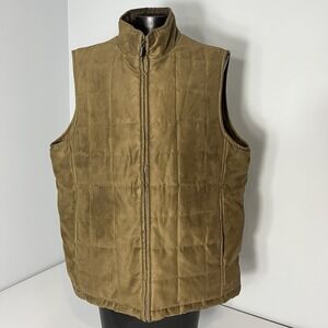 RAINFOREST Microsuede Vest Mens M Brown Quilted Water Resistant Outdoors Hunting